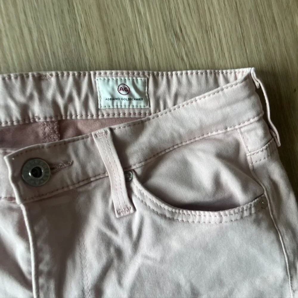 Ag Adriano goldschmied prima crop Powder pink midrise cigarette crop Size 25R - Picture 6 of 9